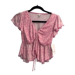love, Fire Pink Floral Blouse